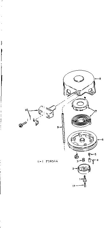 Rewind Starter Assembly Diagram and Parts List for 642-16B  Tecumseh Engine