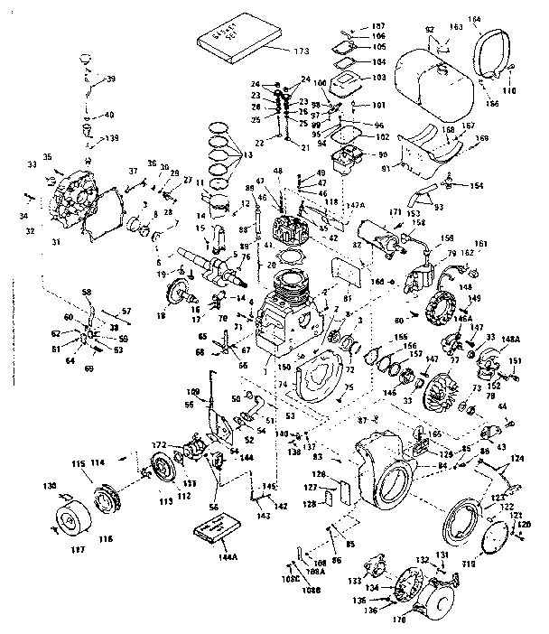 Basic Engine Diagram and Parts List for HH140-160009  Tecumseh Engine