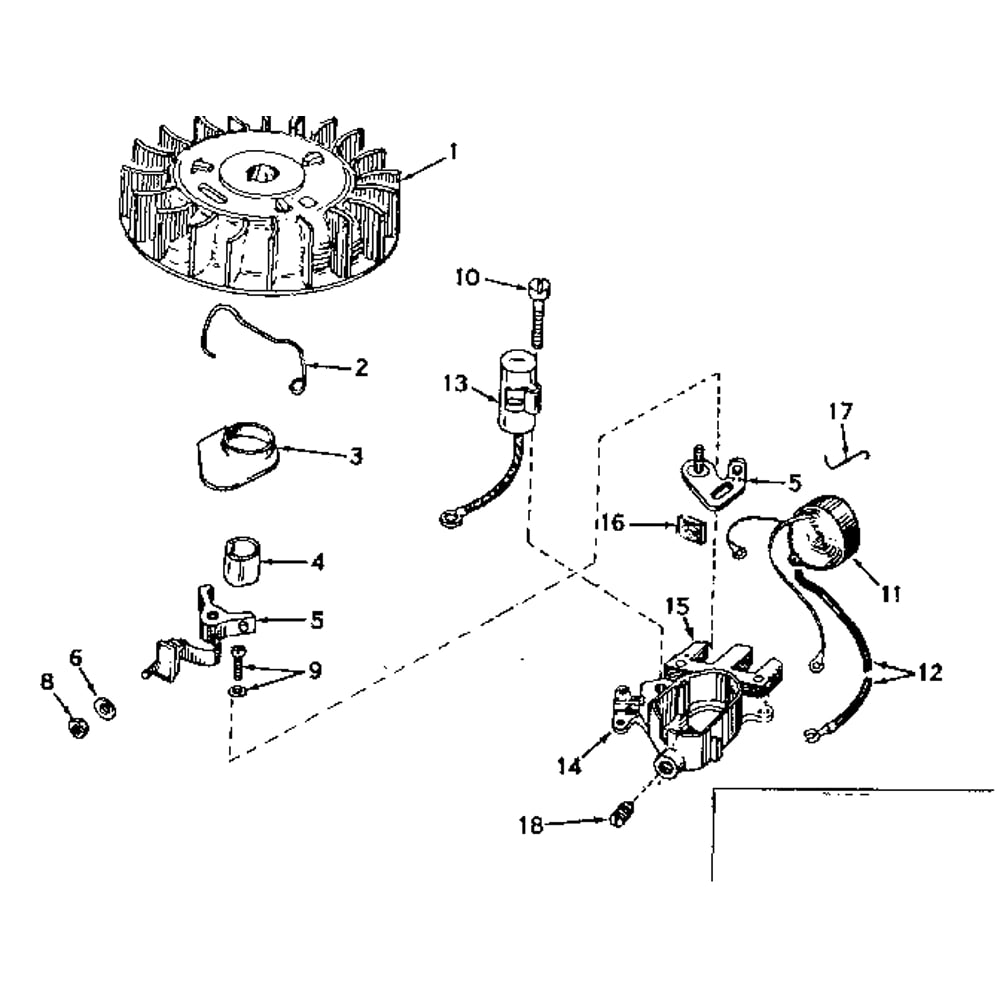Magneto Diagram and Parts List for TYPE642-16D  Tecumseh Engine