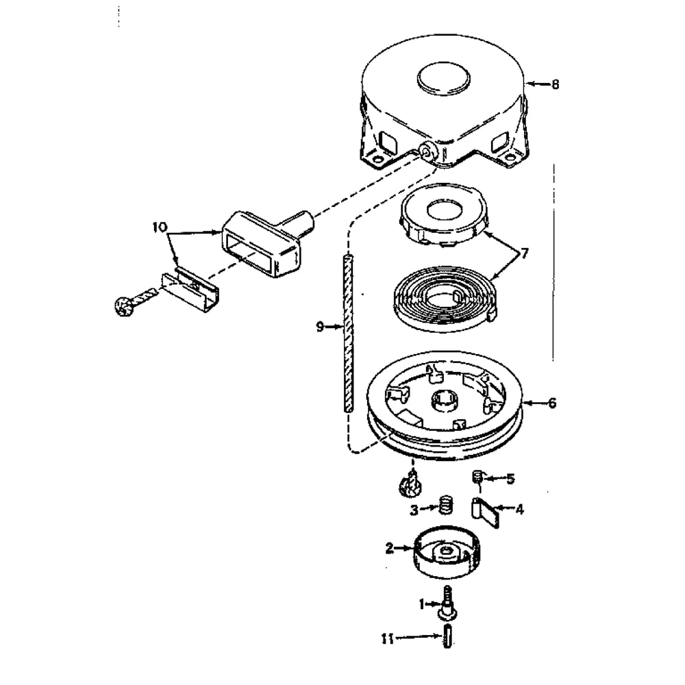 Rewind Starter No. 590420 Diagram and Parts List for TYPE640-06A  Tecumseh Engine