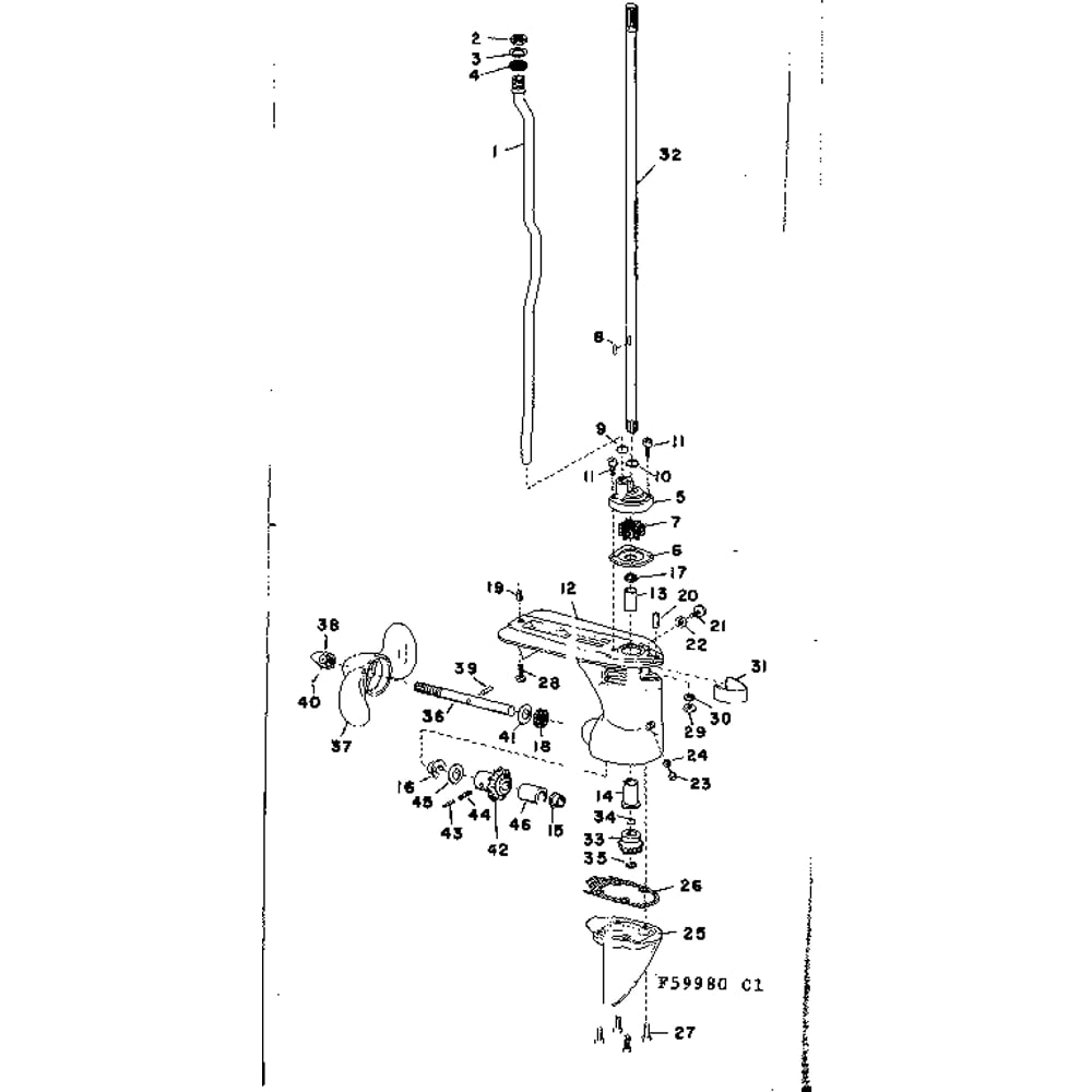 Gear Housing Asm Diagram and Parts List for TYPE643-19B  Tecumseh Engine
