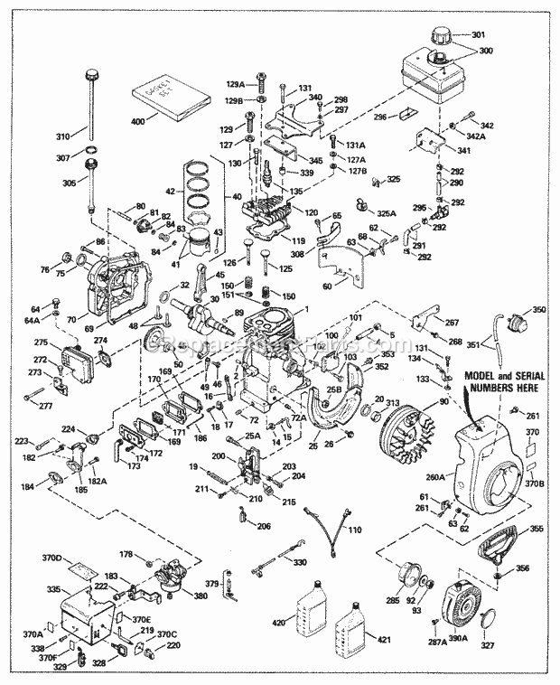 Engine Parts List #1 Diagram and Parts List for HS50-67242F  Tecumseh Engine