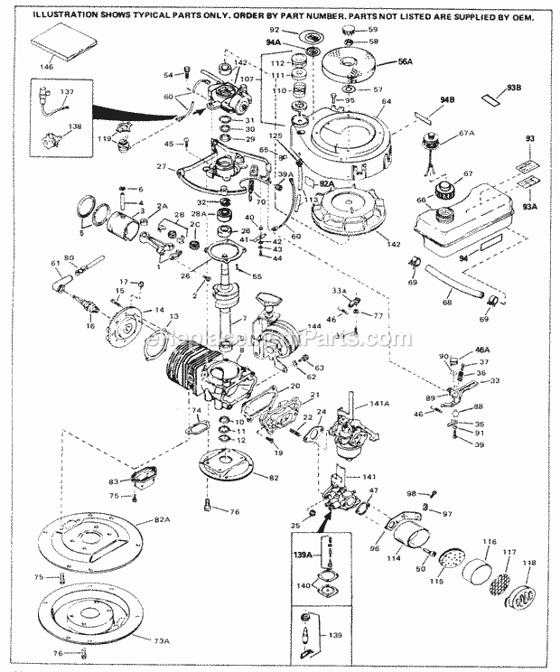 Engine Parts List #1 Diagram and Parts List for SBV-SBV-1503A  Tecumseh Engine