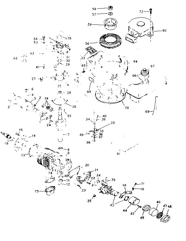 Basic Engine Diagram and Parts List for 670-08A  Tecumseh Engine