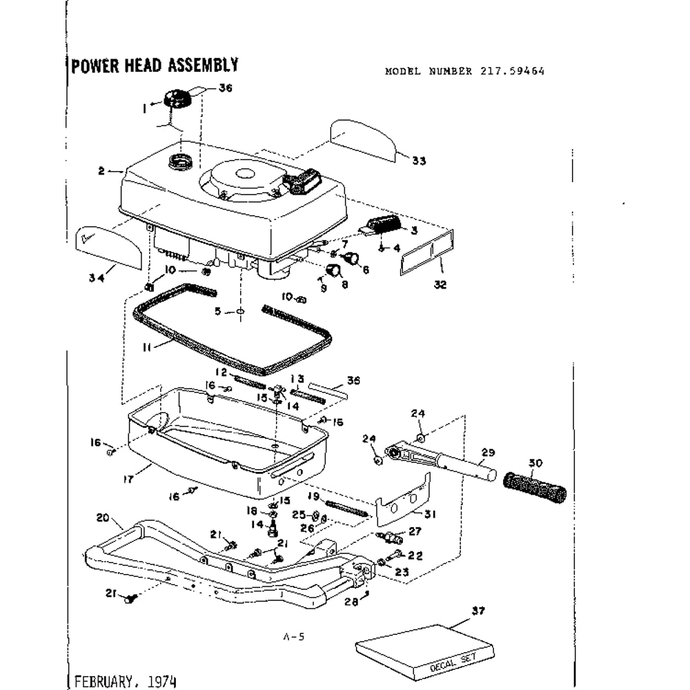 Power Head Assembly Diagram and Parts List for TYPE642-15B  Tecumseh Engine