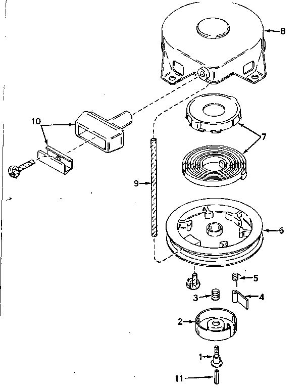 Rewind Starter Diagram and Parts List for 642-18D  Tecumseh Engine