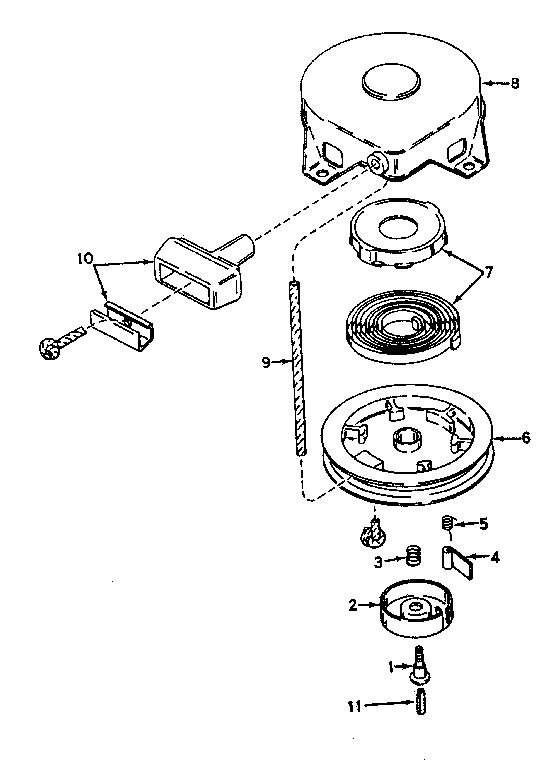 Rewind Starter Diagram and Parts List for 642-20  Tecumseh Engine