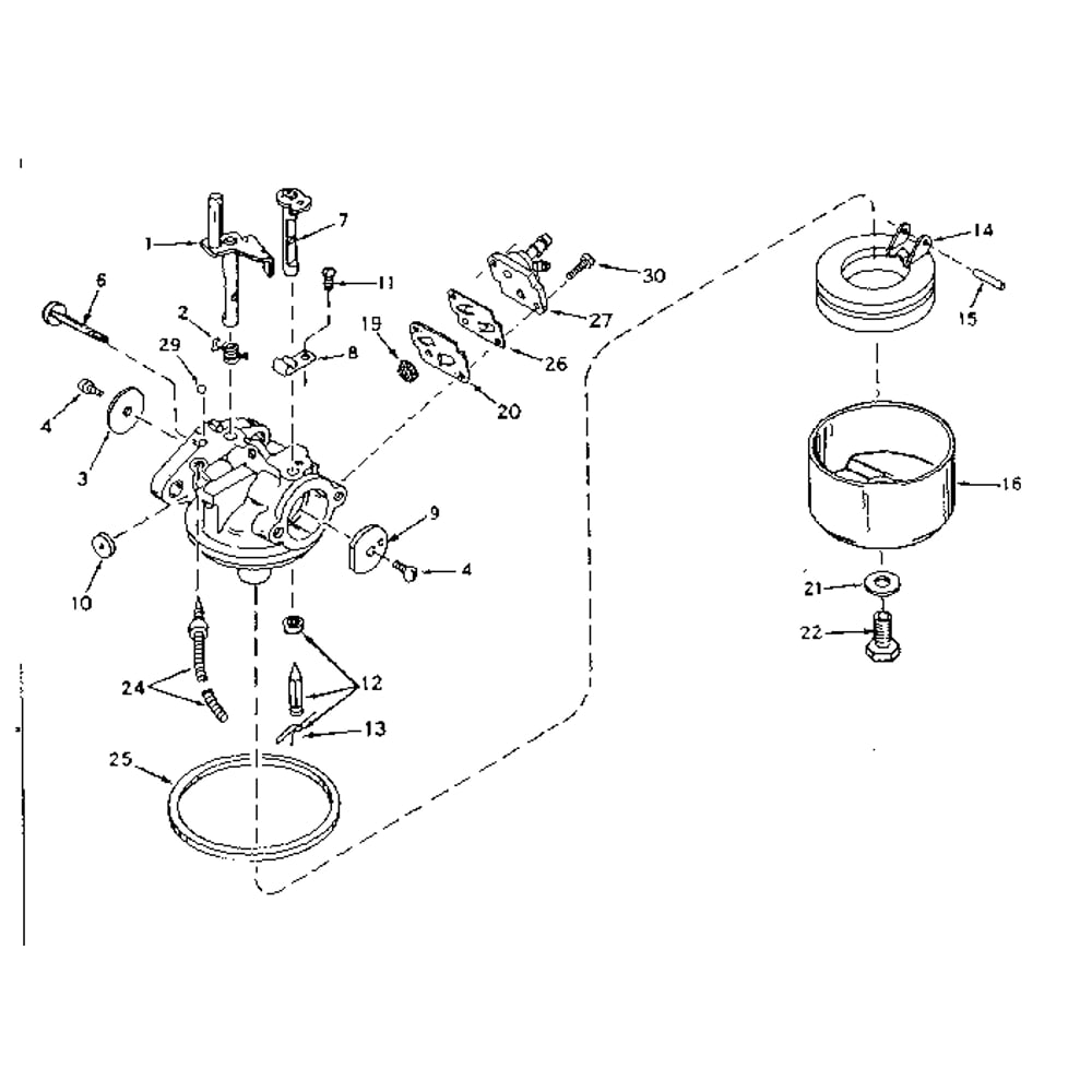 Shaft And Lever Assembly Diagram and Parts List for TYPE640-11  Tecumseh Engine