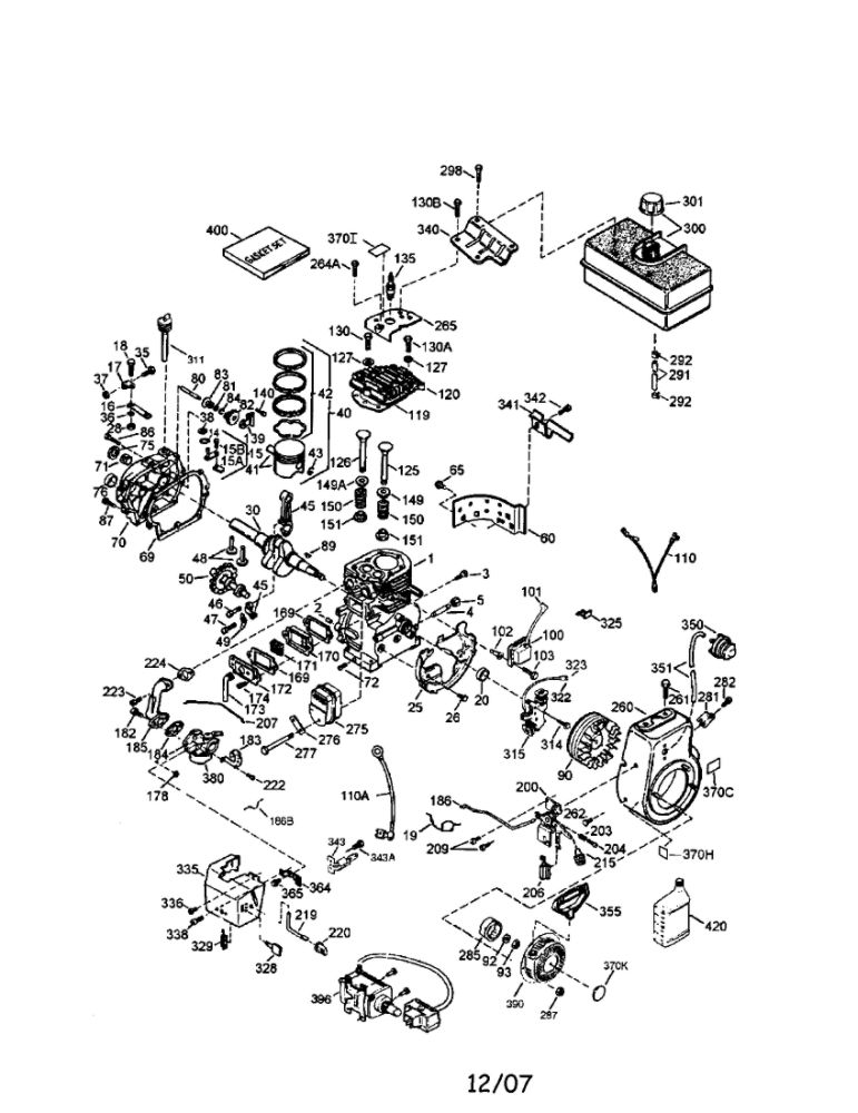 Engine Diagram and Parts List for LH318SA-156554  Tecumseh Engine