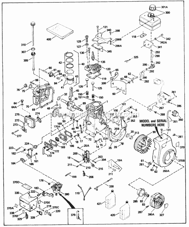 Engine Parts List #1 Diagram and Parts List for HS40-55492H  Tecumseh Engine