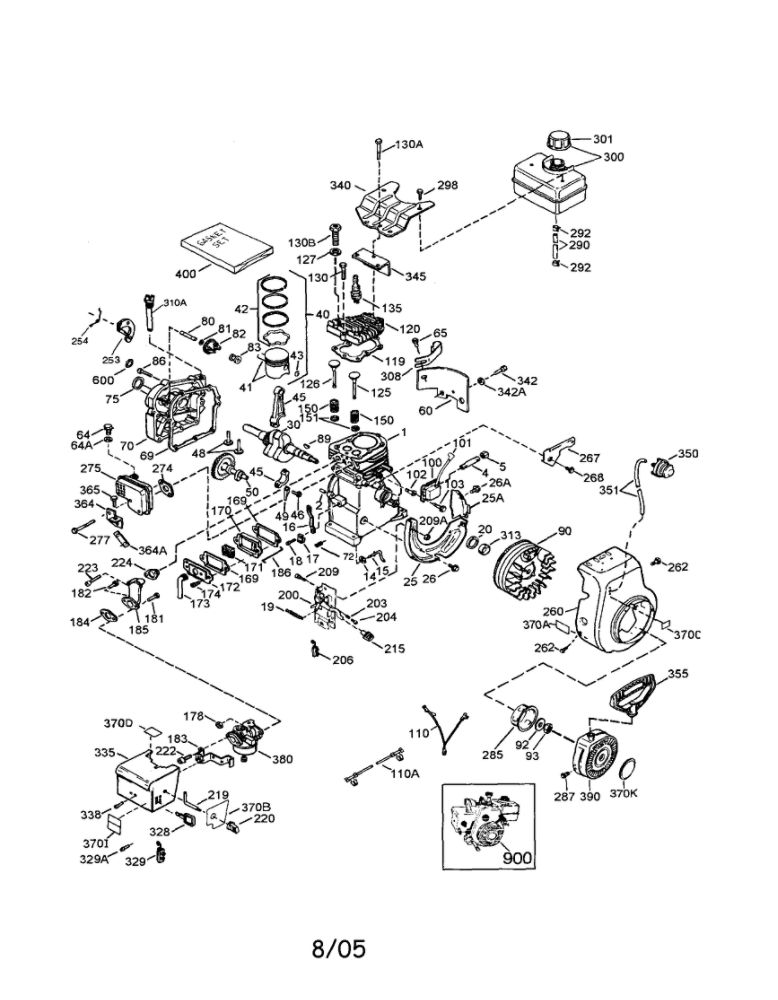 Cylinder/Flywheel/Crankshaft/Engine Diagram and Parts List for LH195SP-67514  Tecumseh Engine