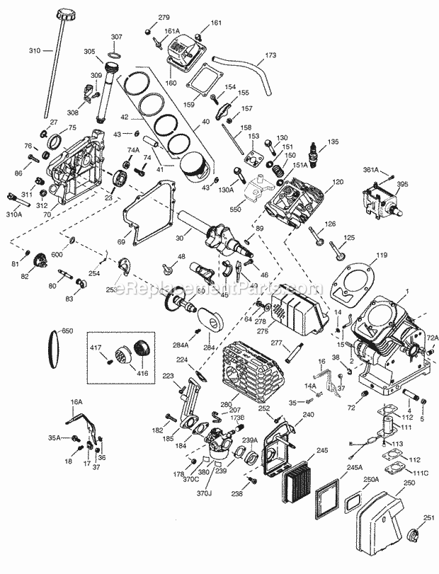 Engine Parts List #ohh4565 Diagram and Parts List for OHH60-71168F  Tecumseh Engine