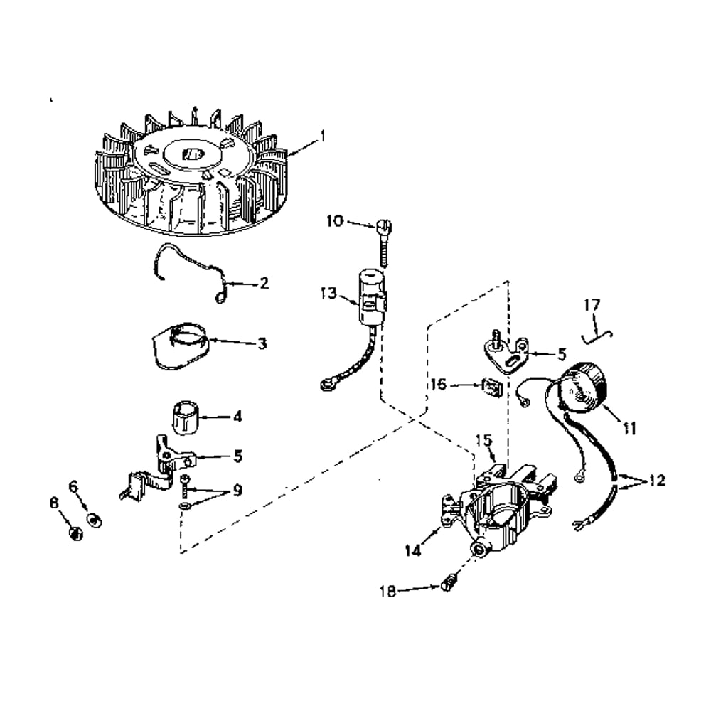 Magneto No. 610832a Diagram and Parts List for TYPE642-18D  Tecumseh Engine
