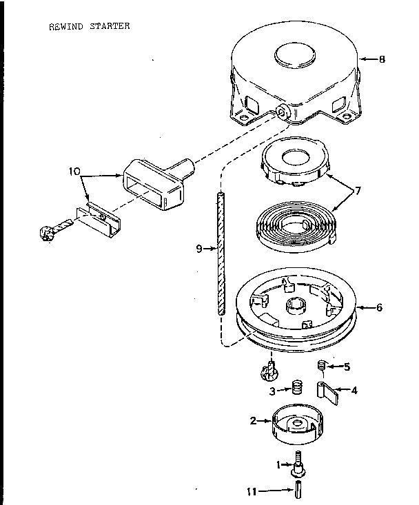 Rewind Starter Diagram and Parts List for 640-07B  Tecumseh Engine