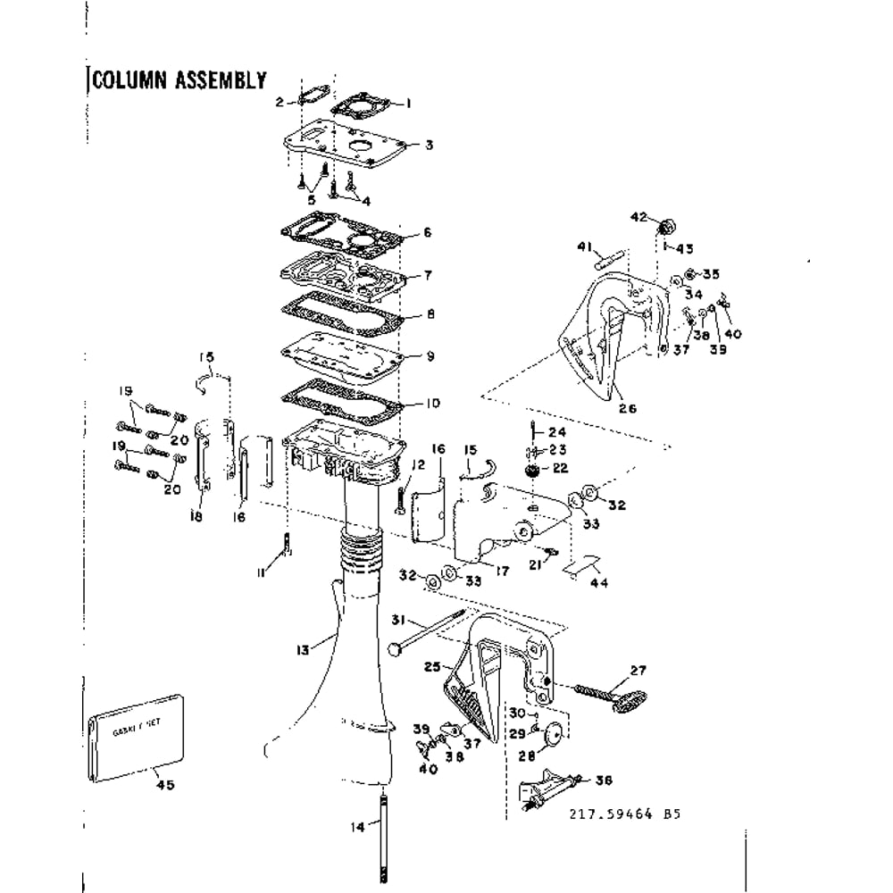 Column Assembly Diagram and Parts List for TYPE642-15B  Tecumseh Engine