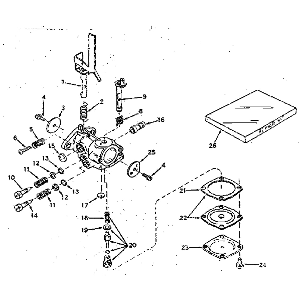 Caburetor No. 631312 Diagram and Parts List for TYPE670-36A  Tecumseh Engine