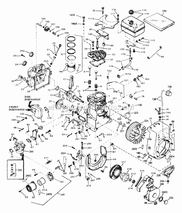 Engine Parts List #1 Diagram and Parts List for HS50-67106A  Tecumseh Engine