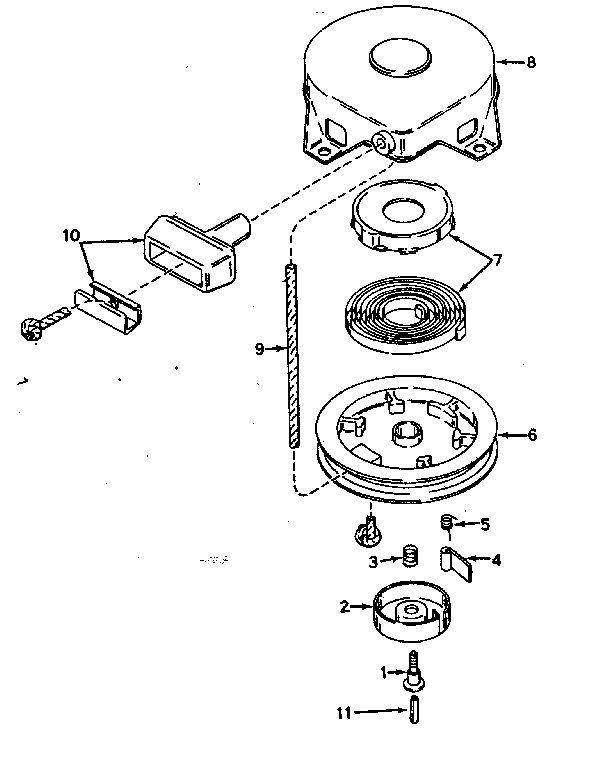 Rewind Starter Diagram and Parts List for 640-08A  Tecumseh Engine