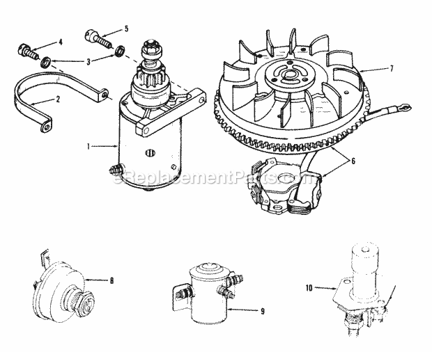 Electric Starter Diagram and Parts List for ES-28974  Tecumseh Engine