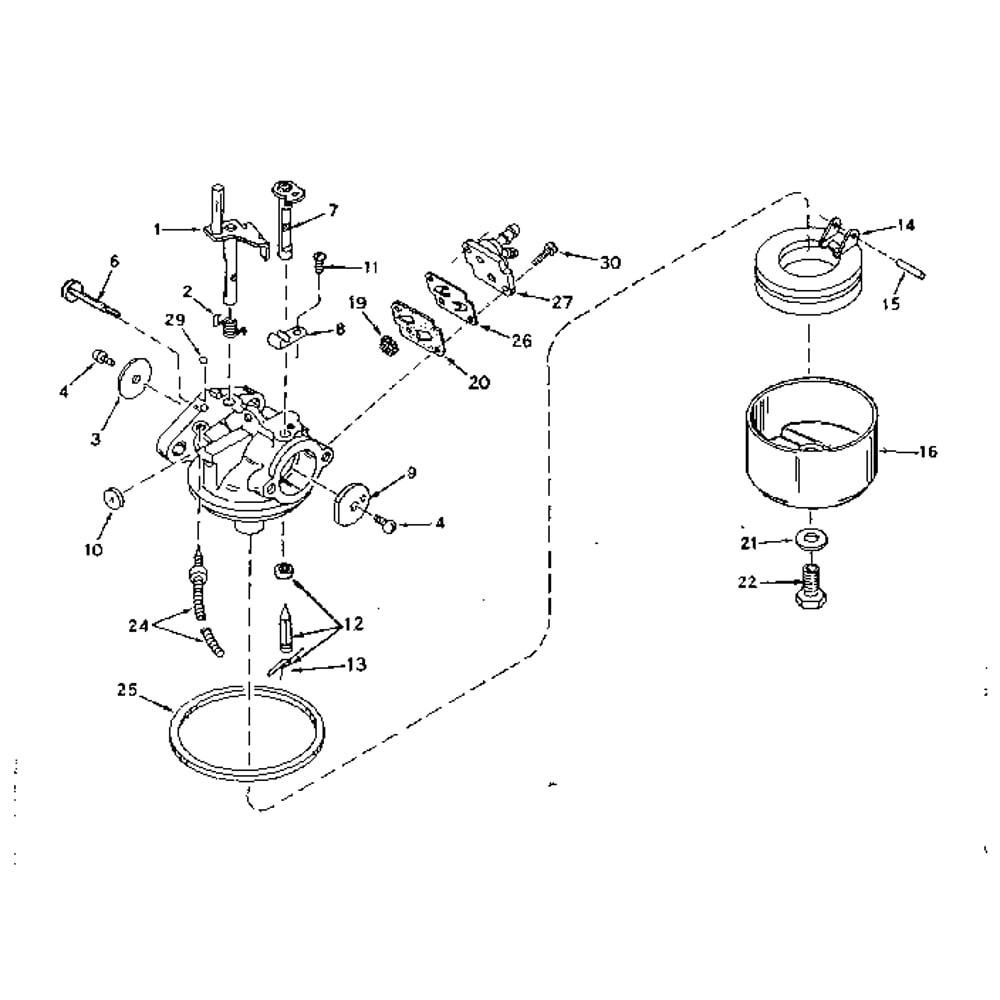 Carburetor No. 631727 Diagram and Parts List for TYPE643-23  Tecumseh Engine