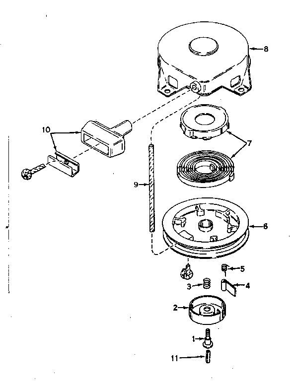 Rewind Starter Diagram and Parts List for 642-15C  Tecumseh Engine