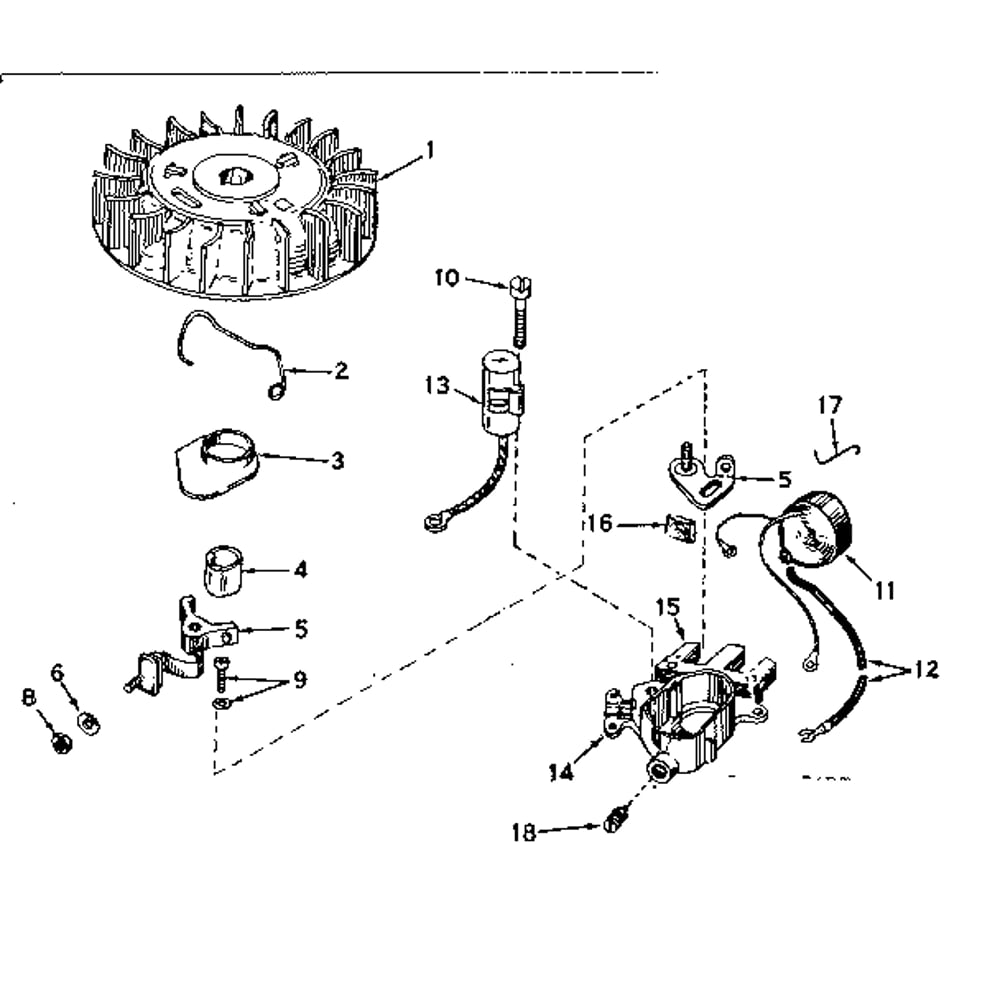 Magneto Diagram and Parts List for TYPE642-15D  Tecumseh Engine