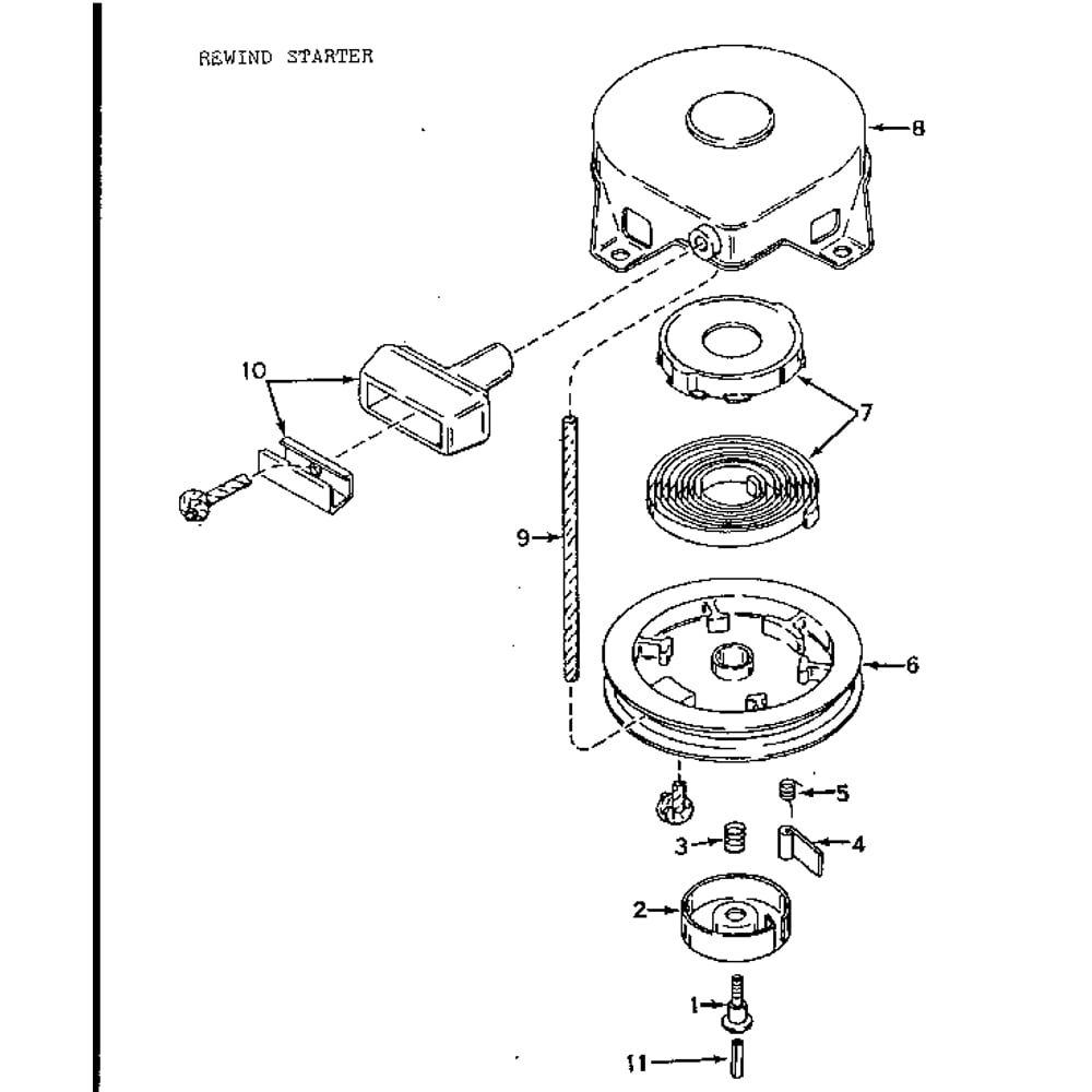 Rewind Starter Diagram and Parts List for TYPE640-07B  Tecumseh Engine