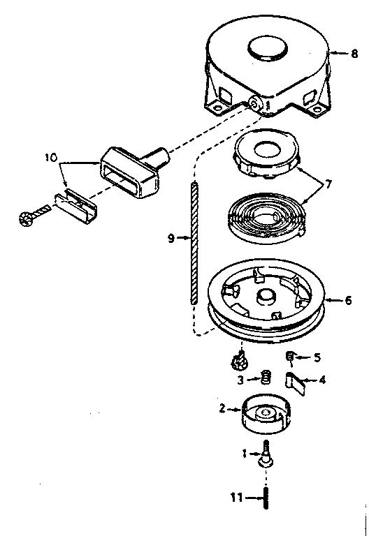 Rewind Starter Diagram and Parts List for 670-85  Tecumseh Engine
