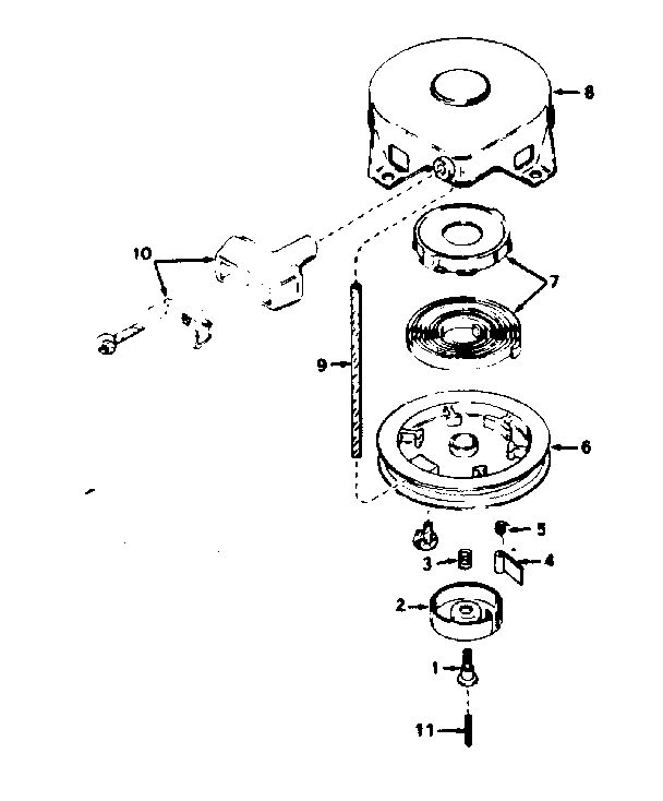 Rewind Starter Diagram and Parts List for 670-72B  Tecumseh Engine