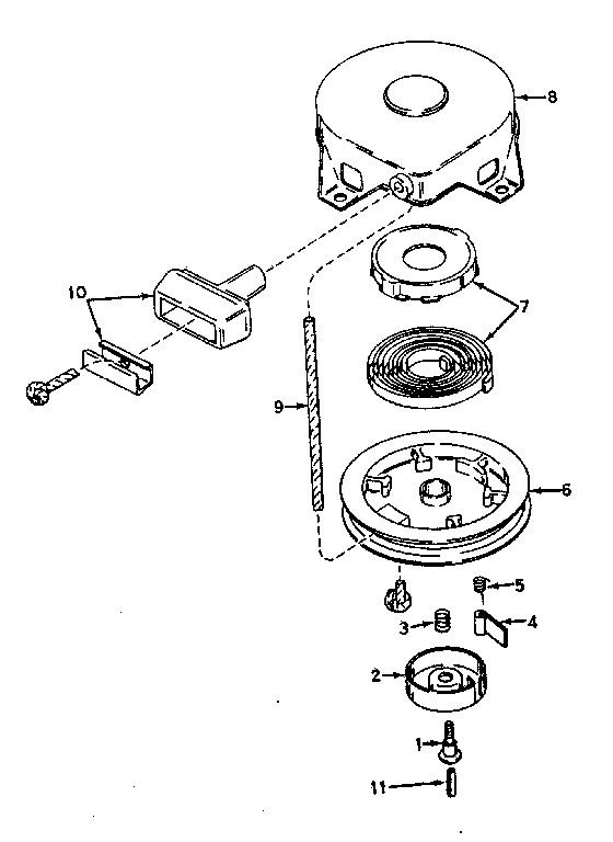 Rewind Starter Diagram and Parts List for 643-21  Tecumseh Engine