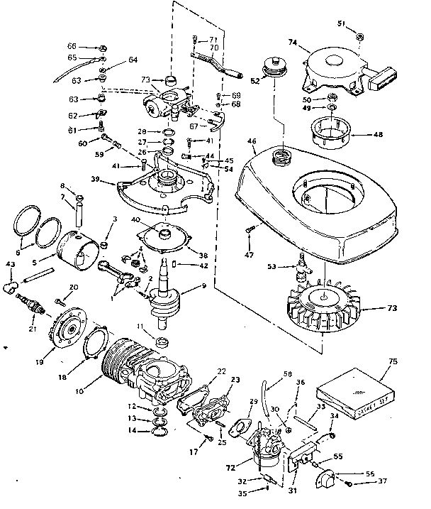 Basic Engine Diagram and Parts List for 642-16D  Tecumseh Engine