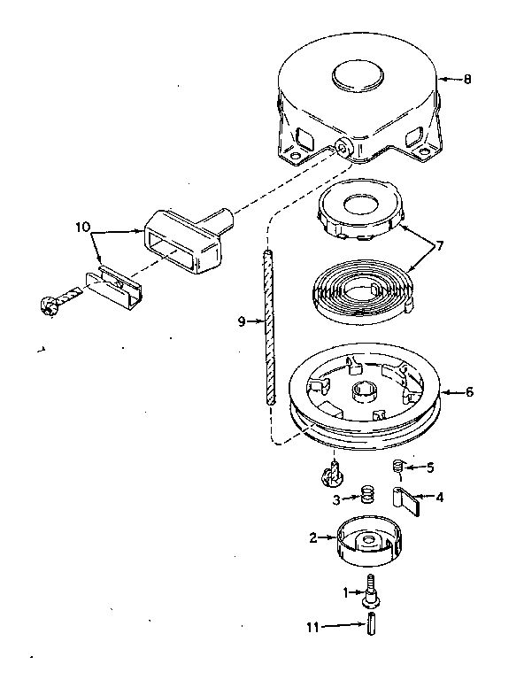Rewind Starter Diagram and Parts List for 643-20C  Tecumseh Engine