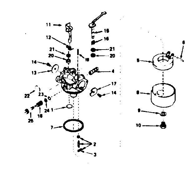 Carburetor no. 632283 Diagram and Parts List for 1631-C  Tecumseh Engine