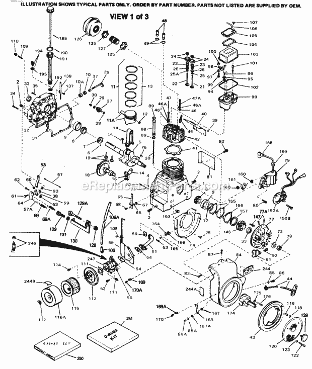 Engine Parts List #1 Diagram and Parts List for OH120-175013A  Tecumseh Engine