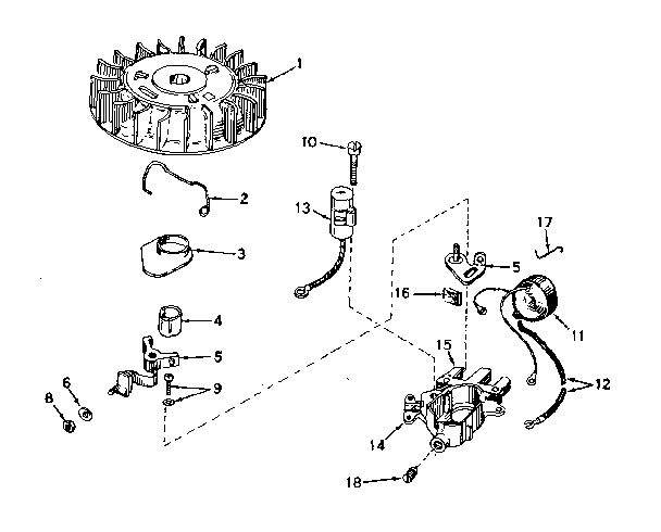 Magneto Diagram and Parts List for 643-21A  Tecumseh Engine