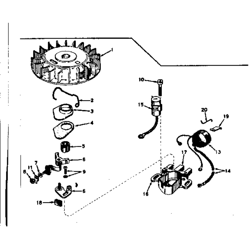 Magneto Diagram and Parts List for TYPE670-72B  Tecumseh Engine