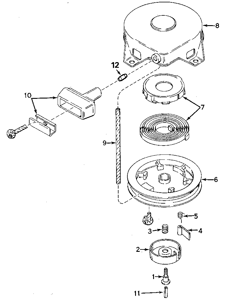 Rewind starter no. 590420a Diagram and Parts List for H50-65499R  Tecumseh Engine