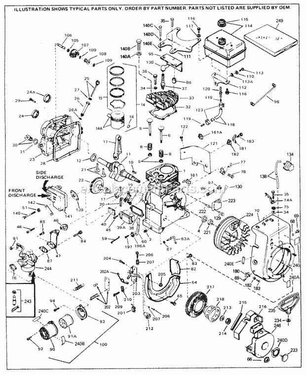 Engine Parts List #1 Diagram and Parts List for HS50-67002D  Tecumseh Engine