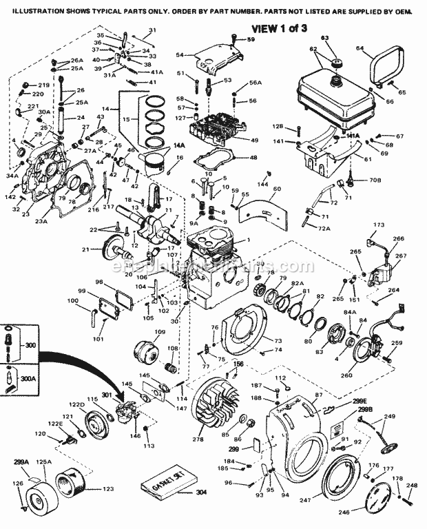 Engine Parts List #1 Diagram and Parts List for HH80-110102D  Tecumseh Engine