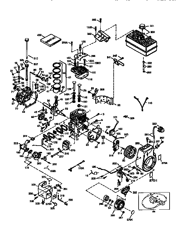 Engine 143.971001 (71, 143) Diagram and Parts List for 971001  Tecumseh Engine