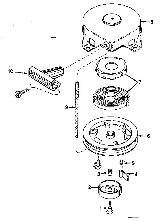 Rewind Starter Diagram and Parts List for 1590  Tecumseh Engine