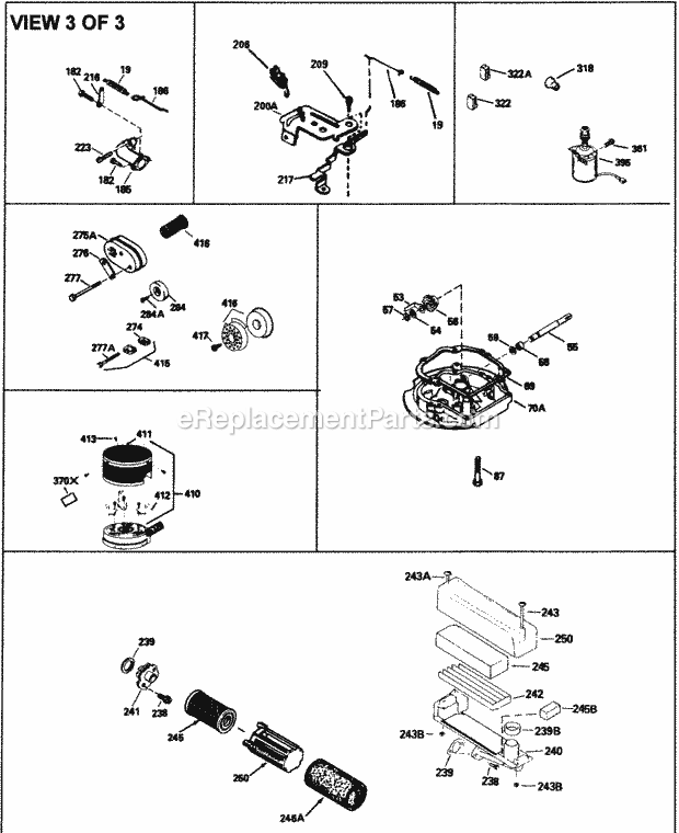 Engine Parts List #3 Diagram and Parts List for TVS105-53007A  Tecumseh Engine