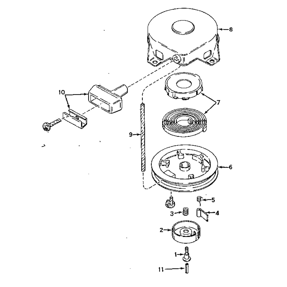 Rewind Starter No. 590420 Diagram and Parts List for TYPE640-12  Tecumseh Engine