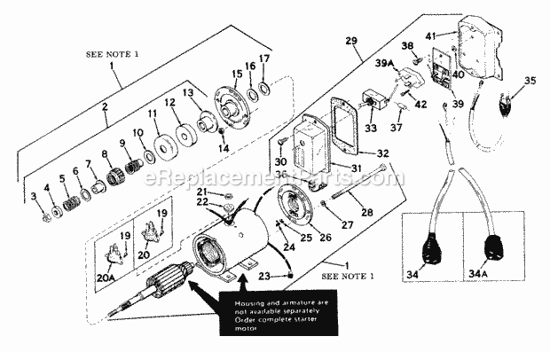 Electric Starter Diagram and Parts List for ES-30867  Tecumseh Engine
