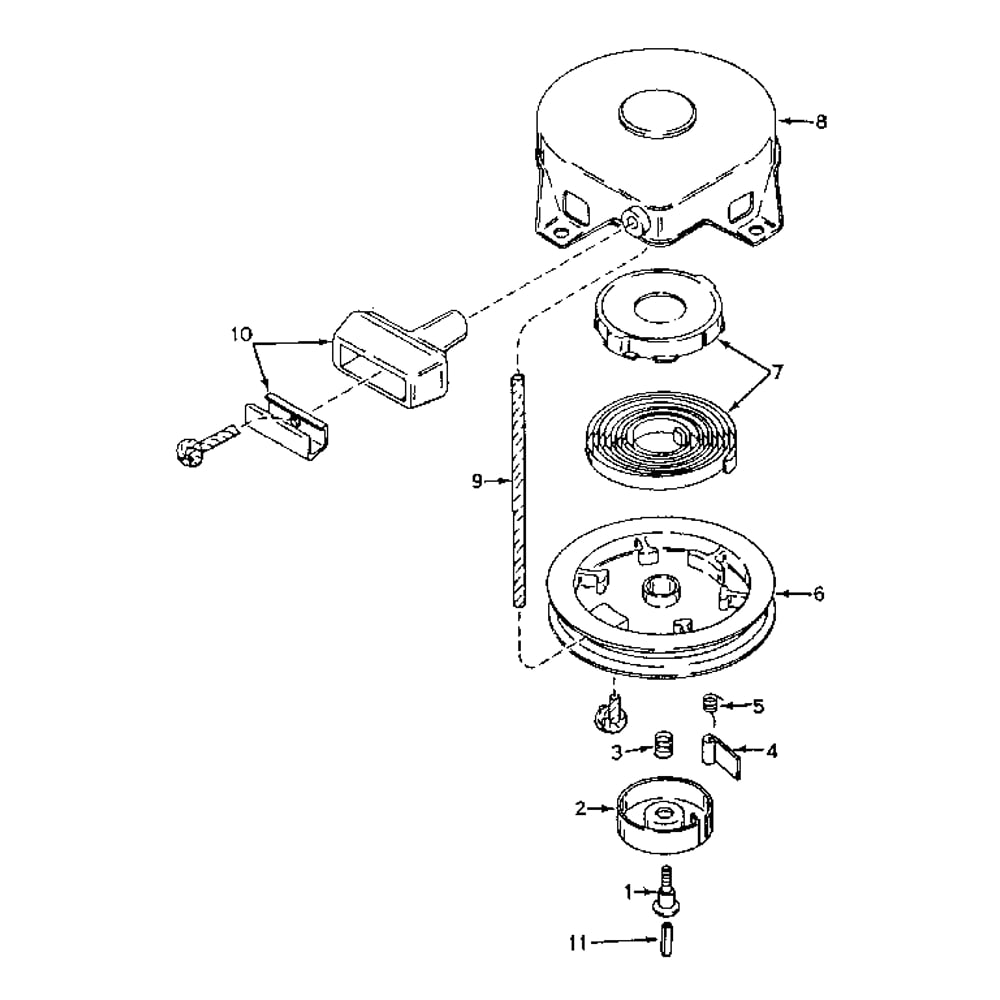 Starter Assembly Diagram and Parts List for TYPE640-11  Tecumseh Engine