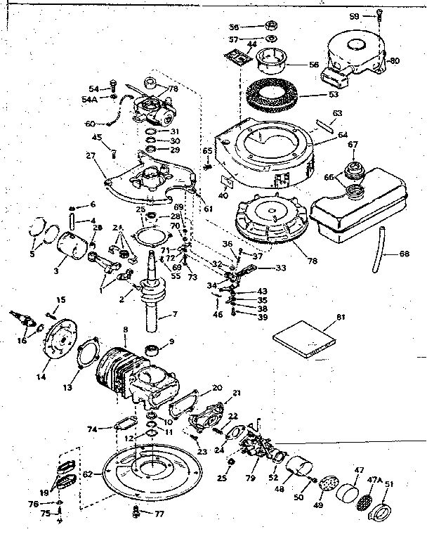 Basic Engine Diagram and Parts List for 670-36A  Tecumseh Engine