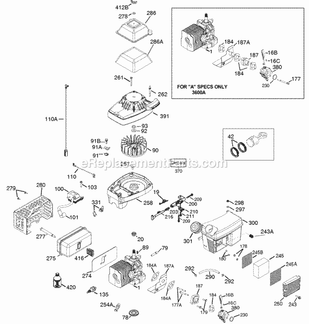 Engine Parts List Diagram and Parts List for SBV-SBV-1583  Tecumseh Engine