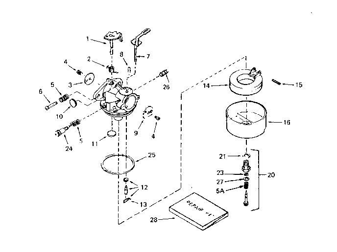 Carburetor Diagram and Parts List for HMSK80-155-144-C  Tecumseh Engine