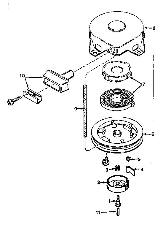 Rewind Starter Diagram and Parts List for 640-06A  Tecumseh Engine