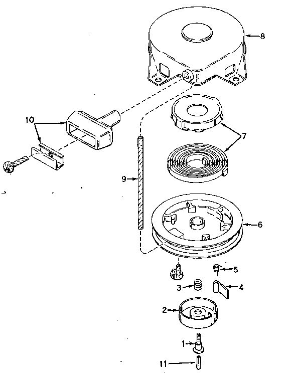 Rewind Starter Diagram and Parts List for 643-23  Tecumseh Engine